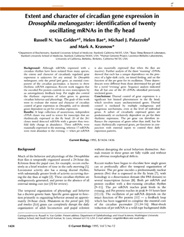 Extent and Character of Circadian Gene Expression in Drosophila Melanogaster: Identification of Twenty Oscillating Mrnas in the Fly Head Russell N