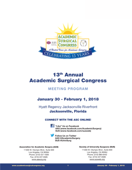 13Th Annual Academic Surgical Congress