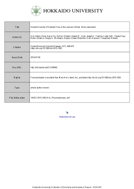 Genetic Diversity of Artybash Virus in the Laxmann's Shrew (Sorex Caecutiens)