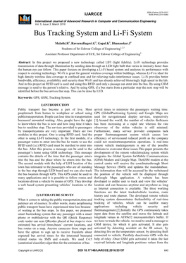 Bus Tracking System and Li-Fi System