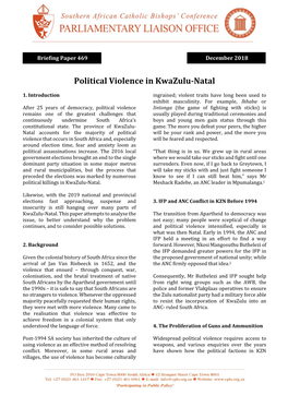 Political Violence in Kwazulu-Natal