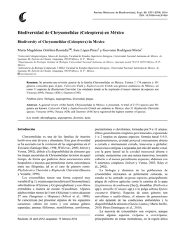 Biodiversidad De Chrysomelidae (Coleoptera) En México