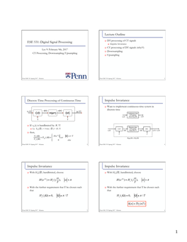 ESE 531: Digital Signal Processing Lecture Outline Impulse Invariance