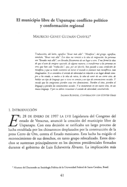 El Municipio Libre De Uxpanapa: Conflicto Político Y Conformación Regional