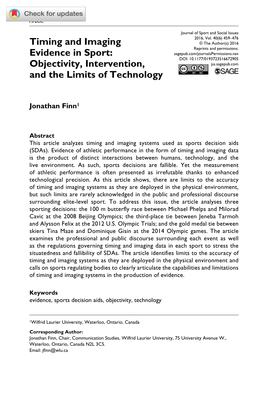 Timing and Imaging Evidence in Sport