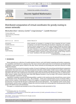 Distributed Computation of Virtual Coordinates for Greedy Routing in Sensor Networks