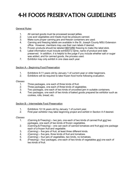 4-H Foods Preservation Guidelines