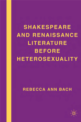 Shakespeare and Renaissance Literature Before Heterosexuality.Pdf