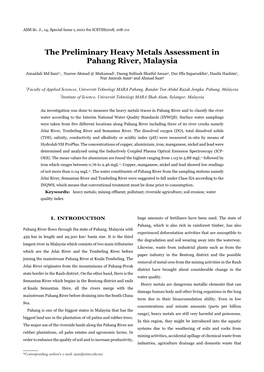 The Preliminary Heavy Metals Assessment in Pahang River, Malaysia