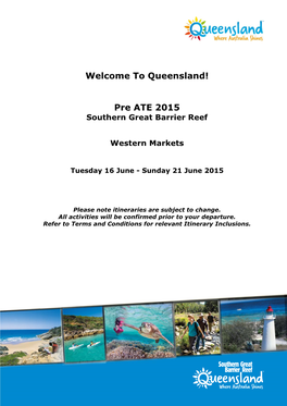 Queensland! Pre ATE 2015