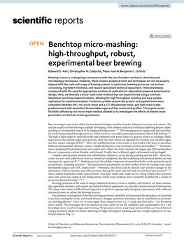 Benchtop Micro-Mashing Method Can Be Used in Lieu of Standard Industrial-Scale Brewing Equipment to Investigate the Molecular Dynamics of the Brewing Process