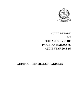 Audit Report on the Accounts of Pakistan Railways Audit Year 2015-16