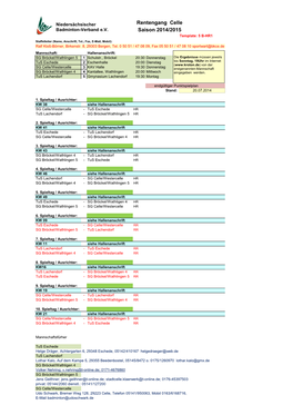 Rentengang Celle Saison 2014/2015