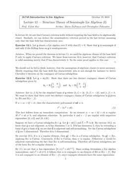 Lecture 12 — Structure Theory of Semisimple Lie Algebras (I) Prof