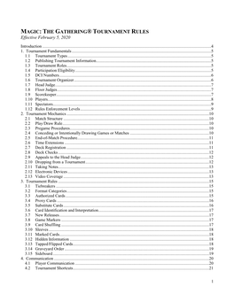 MAGIC: the GATHERING® TOURNAMENT RULES Effective February 5, 2020