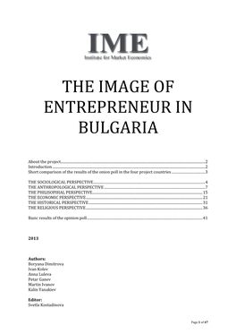 The Image of Entrepreneur in Bulgaria