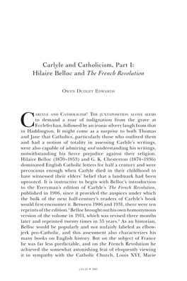 Carlyle and Catholicism, Part I: Hilaire Belloc and the French Revolution