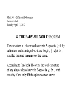 8. the Fary-Milnor Theorem