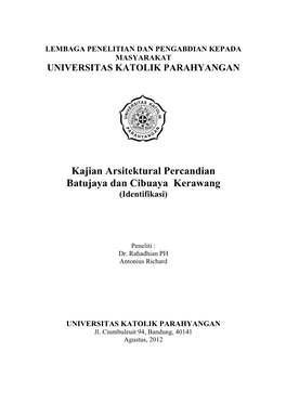 Kajian Arsitektural Percandian Batujaya Dan Cibuaya Kerawang (Identifikasi)