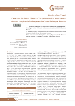 Geosite of the Month ‘Canaralele Din Portul Hârșova’- the Paleontological Importance of the Most Complete Oxfordian Geosite in Central Dobrogea, Romania