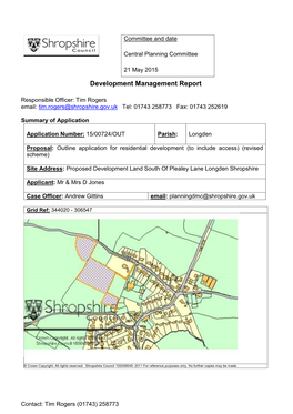 Proposed Development Land South of Plealey Lane, Longden