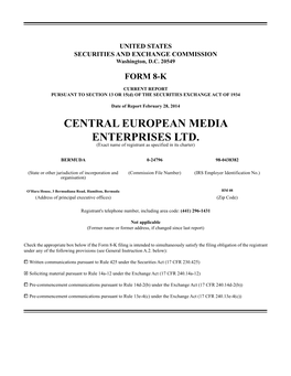 CENTRAL EUROPEAN MEDIA ENTERPRISES LTD. (Exact Name of Registrant As Specified in Its Charter)