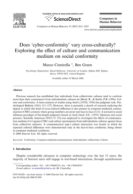 Does 'Cyber-Conformity' Vary Cross-Culturally?