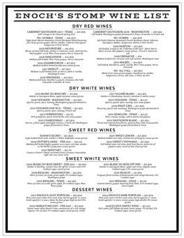 Wine List Dry Red Wines