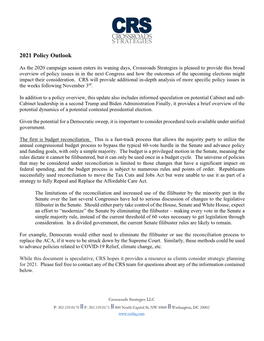 2021 Policy Outlook