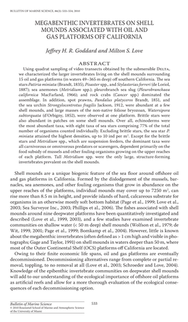 Megabenthic Invertebrates on Shell Mounds Associated with Oil and Gas Platforms Off California