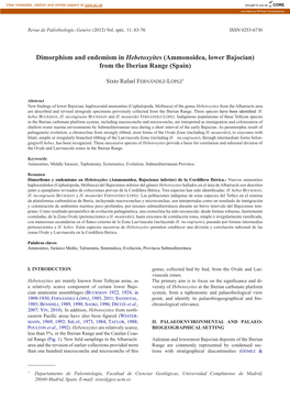 Dimorphism and Endemism in Hebetoxyites (Ammonoidea, Lower Bajocian) from the Iberian Range (Spain)