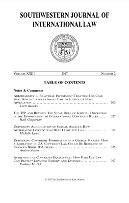 Southwestern Journal of International Law; J.D., Southwestern V