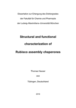 Structural and Functional Characterization of Rubisco