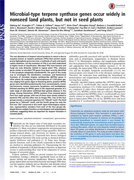 Microbial-Type Terpene Synthase Genes Occur Widely in Nonseed Land Plants, but Not in Seed Plants