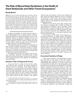 The Role of Mycorrhizal Symbioses in the Health of Giant Redwoods and Other Forest Ecosystems1