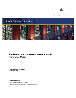 Parliament and Supreme Court of Canada Reference Cases