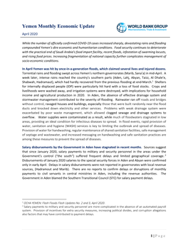 Yemen Monthly Economic Update