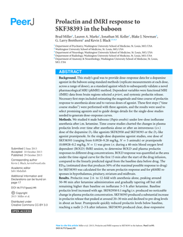 Prolactin and Fmri Response to SKF38393 in the Baboon Brad Miller1, Lauren A