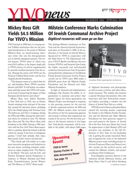 Mickey Ross Gift Yields $4.5 Million for YIVO's Mission Milstein