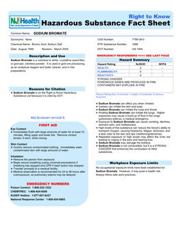 1686 Date: August 1999 Revision: March 2009 DOT Number: UN 1494