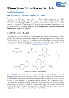 Difference Between Polyester Resin and Epoxy Resin What Is Polyester