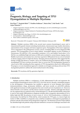 Prognosis, Biology, and Targeting of TP53 Dysregulation in Multiple Myeloma