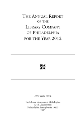 The Annual Report Library Company of Philadelphia