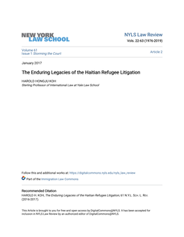 The Enduring Legacies of the Haitian Refugee Litigation