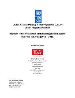 End of Project Evaluation Support to the Realization of Human Rights and Access to Justice in Kenya