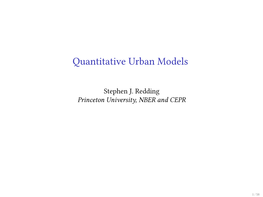 Quantitative Urban Models