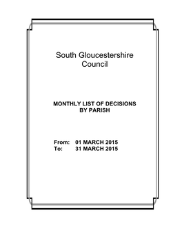 MONTHLY LIST of DECISIONS by PARISH From: 01 MARCH 2015 To