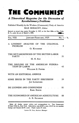 A PDF of All the Tables of Contents for 1929