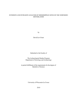 Intersite and Intrasite Analysis of Mississippian Sites of the Northern Hinterlands