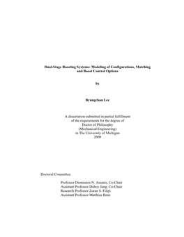 Dual-Stage Boosting Systems: Modeling of Configurations, Matching and Boost Control Options